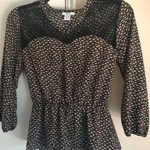 Black and Tan Bar III L/S Blouse Size Small